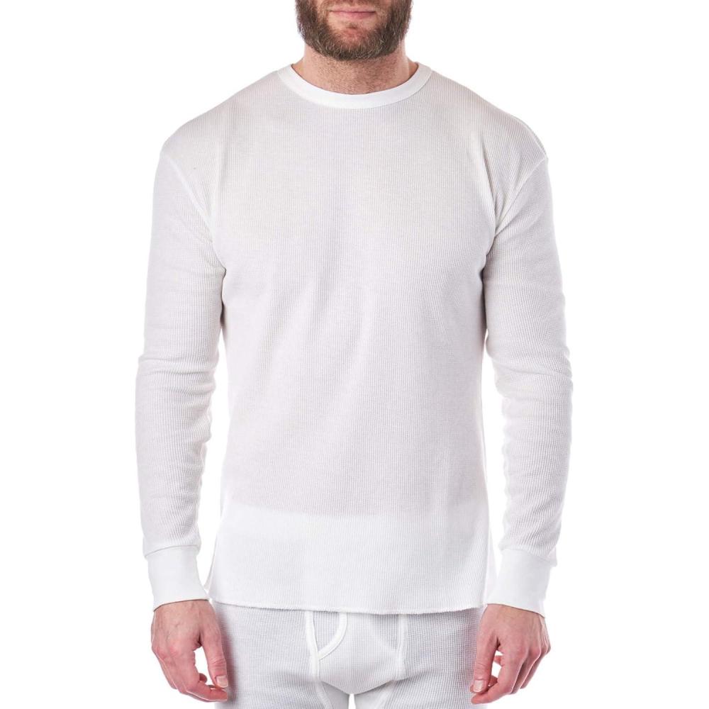 image:imageAlpine Swiss Mens Thermal Long Sleeve Top Underwear Crew Neck Shirt Waffle Knit Henley Base LayerWhite