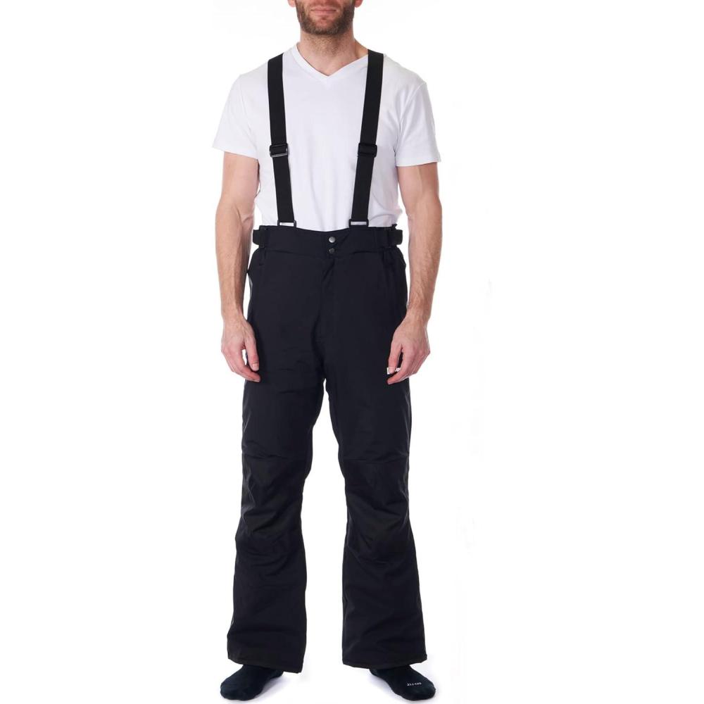 image:imageAlpine Swiss Mens Waterproof Snow Pants with Removable Suspenders Insulated Winter Snowboarding Ski PantsBlack