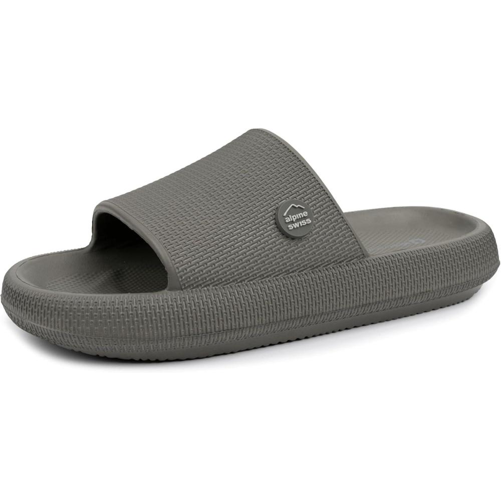 image:imageAlpine Swiss Omar Mens Slides Pillow Slippers for Men Ultra Cushioned Cloud Slides Waterproof Lightweight Sandals Quick Drying Non Slip Shower ShoesOlive