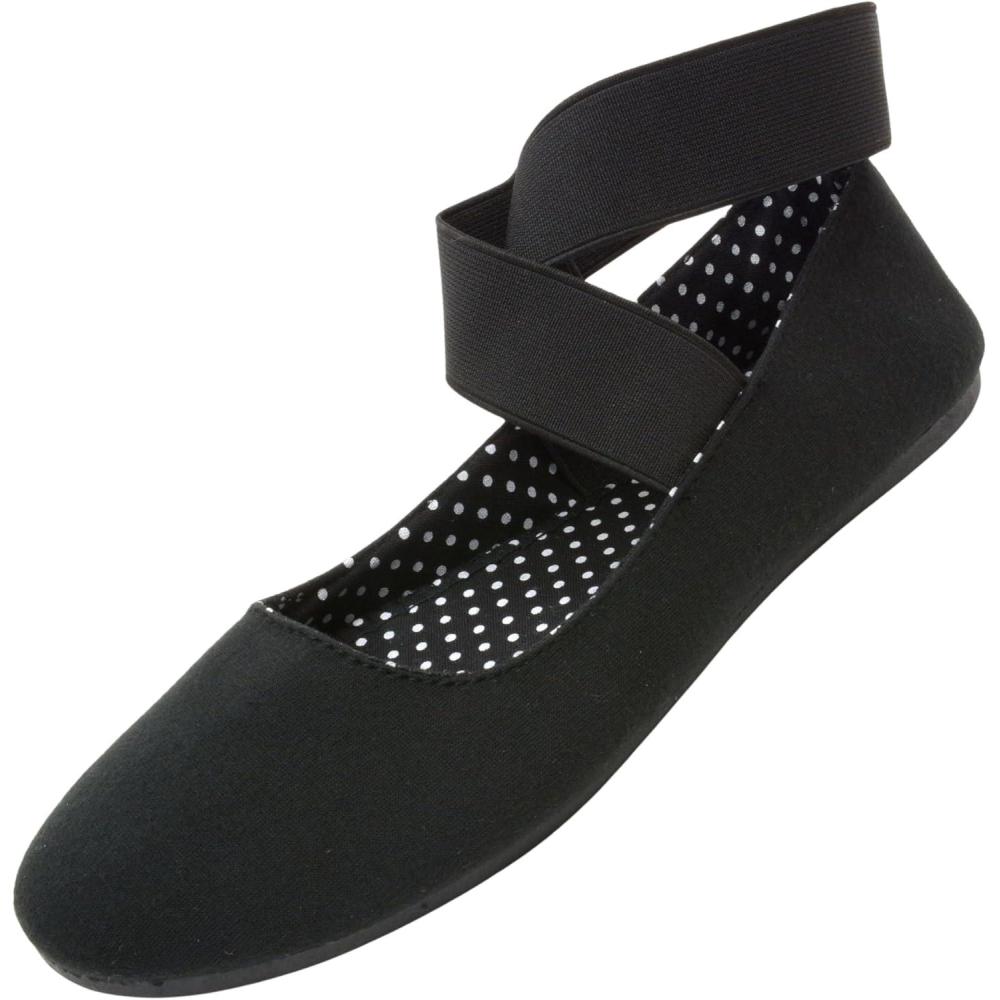 image:imageAlpine Swiss Peony Ballet Flats Shoes for Women  Elastic Ankle Strap Flats  Round ClosedToe  Slip On Loafers  Padded for Comfort  Runs SmallBlack