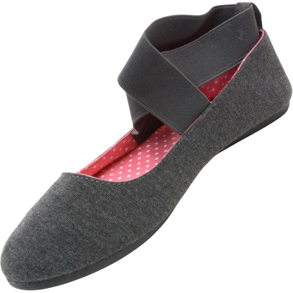 image:imageAlpine Swiss Peony Ballet Flats Shoes for Women  Elastic Ankle Strap Flats  Round ClosedToe  Slip On Loafers  Padded for Comfort  Runs SmallGrey
