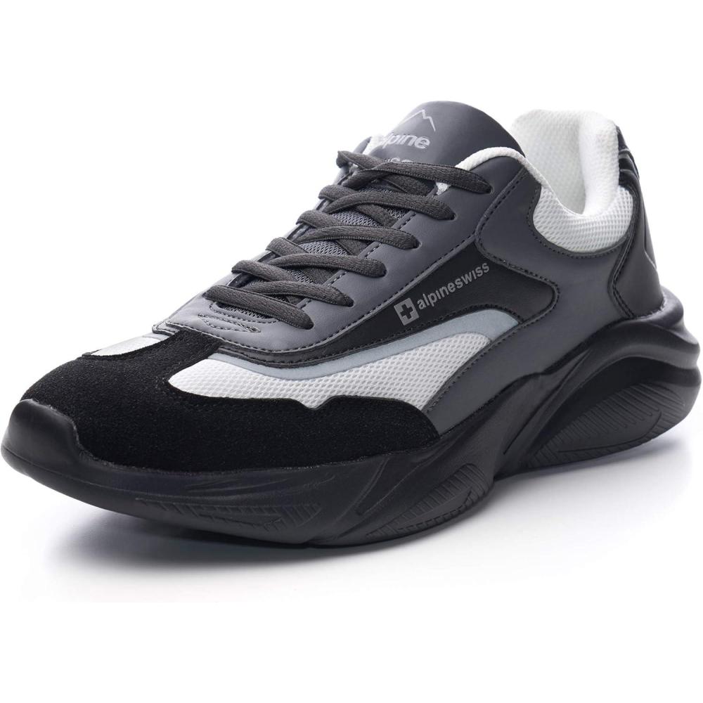 image:imageAlpine Swiss Stuart Mens Chunky Fashion SneakersBlack Gray