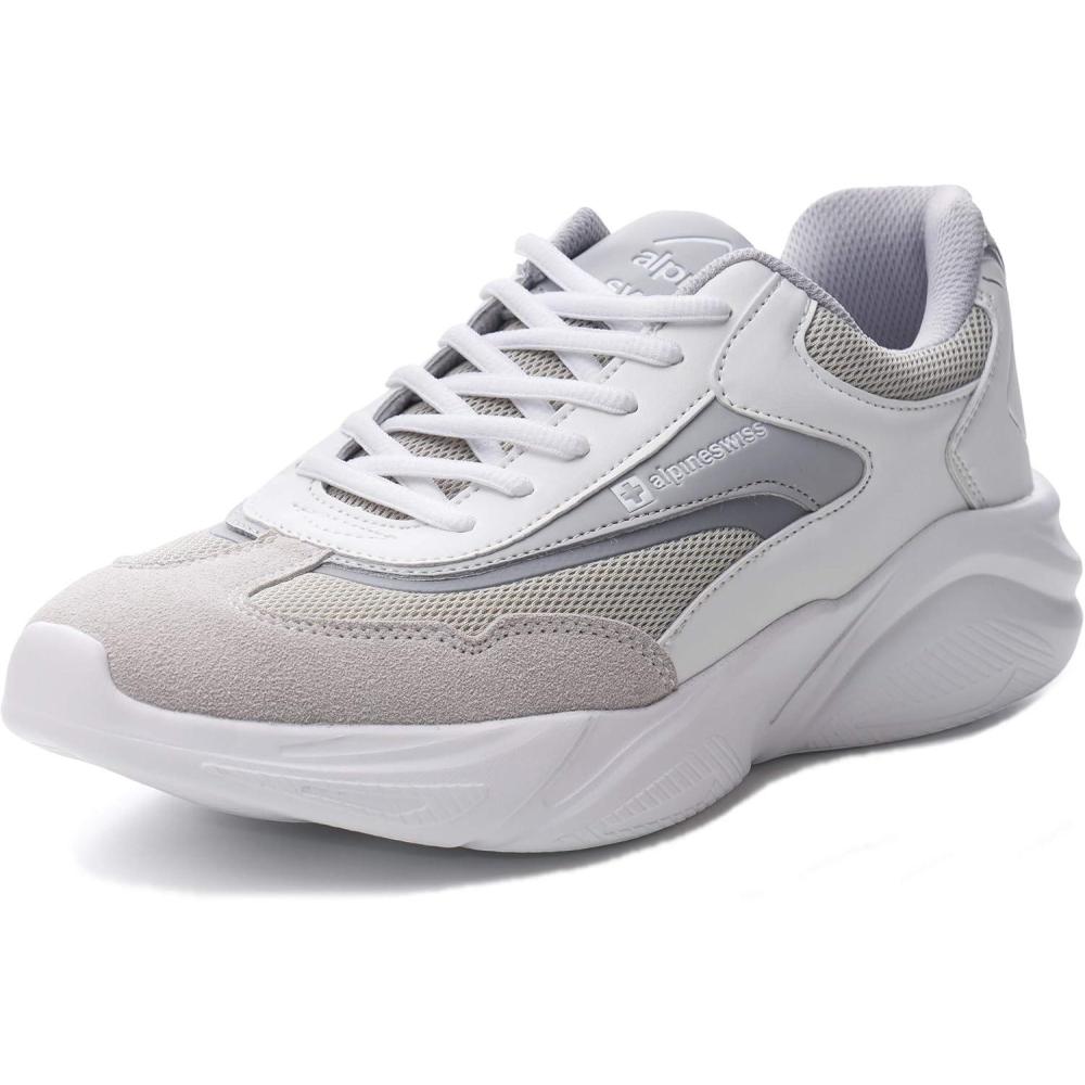 image:imageAlpine Swiss Stuart Mens Chunky Fashion SneakersWhite Gray