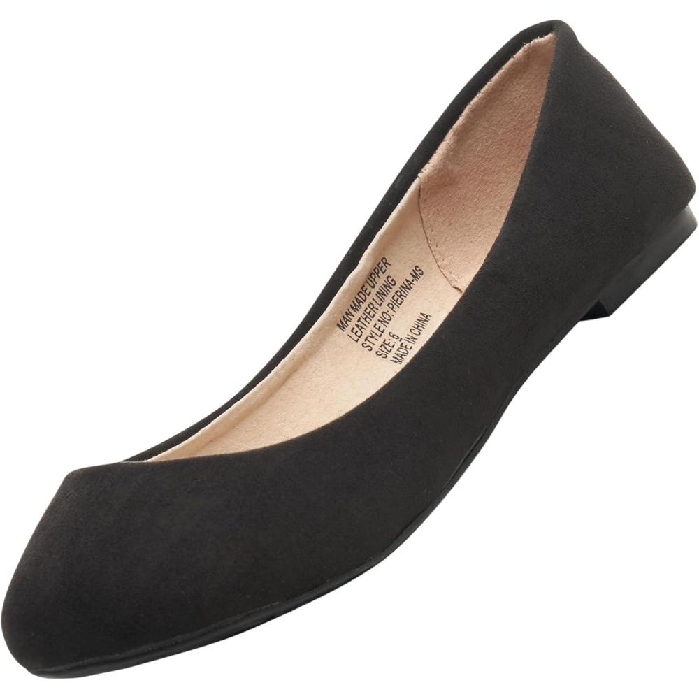 image:imageAlpine Swiss Womens Pierina Round Toe Ballet FlatsBlack Microsuede
