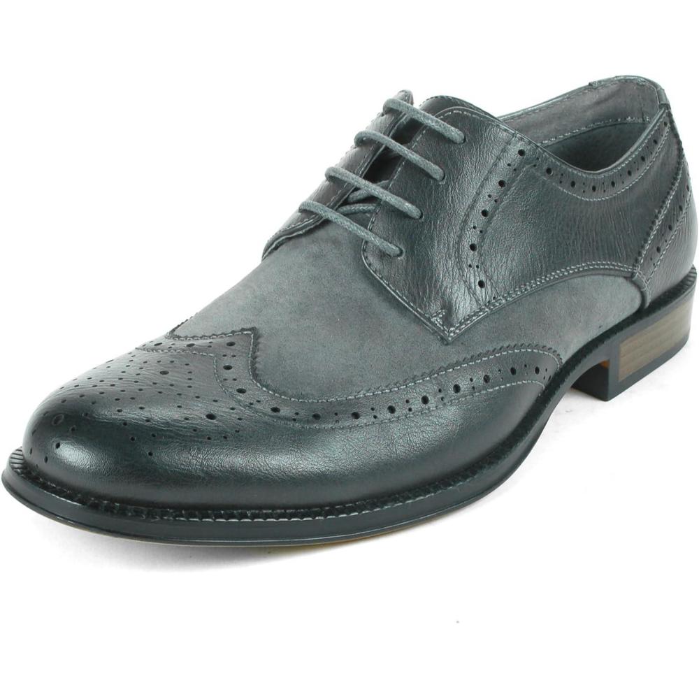 image:imageAlpine Swiss Zurich Mens Wing Tip Oxfords Two Tone Brogue Medallion Dress Shoes2tone Gray