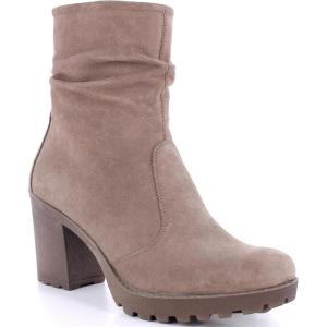 Alpine Swiss Bianca Womens Suede Slouchy Ankle Boots Made in Italy Block Heel Lug Sole Ankle Booties(Taupe)