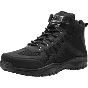 Alpine Swiss Brent Men’s Lightweight Hiking Boots | Durable Outdoor Walking Shoes with Enhanced Grip & Comfortable Fit (RUNS LARGE – Size Down)(Black)