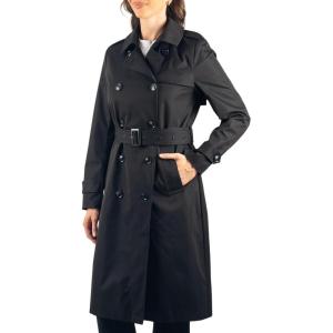 Alpine Swiss Carla Womens Waterproof Rain Trench Coat Long Rain Jacket Lightweight Raincoat Double Breasted Belted Overcoat(Black)