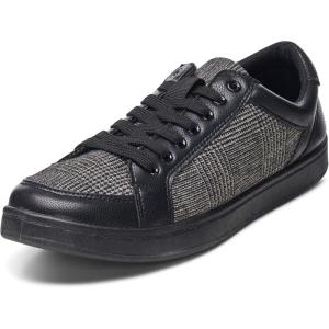 Alpine Swiss David Mens Fashion Sneakers Lace Up Low Top Retro Tennis Shoes(Black Plaid)