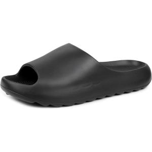 Alpine Swiss Edgar Men’s Cloud Slides | Ultra-Comfortable Arch Support Pillow Slippers | Lightweight Waterproof | Non-Slip Recovery Sandals for Shower Pool Gym Shoes(Black)