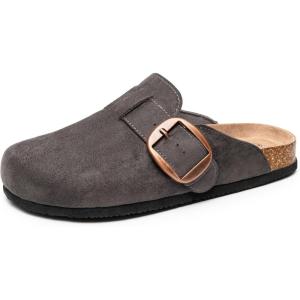 Alpine Swiss Edith Womens Clogs Cork Footbed Slippers Mules Slip On Potato Shoes(Grey)
