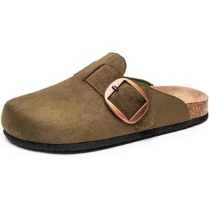 Alpine Swiss Edith Womens Clogs Cork Footbed Slippers Mules Slip On Potato Shoes(Olive)