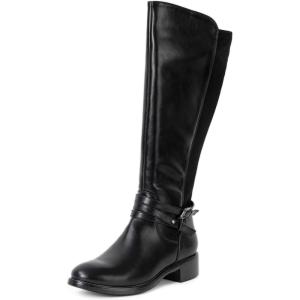Alpine Swiss Erica Womens Knee High Riding Boots Stretch Calf Low Block Heel Boots(Black)