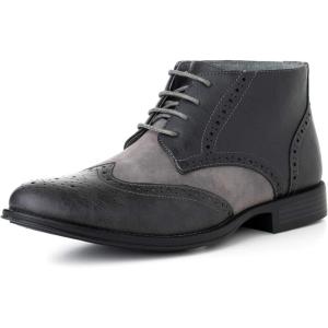 Alpine Swiss Geneva Mens Ankle Boots Lace Up TwoTone Brogue Wing Tip Dress Shoes(Grey)