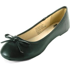 Alpine Swiss Iris Womens Ballet Flats Classic Bow Slip On Comfortable Shoes(Black)