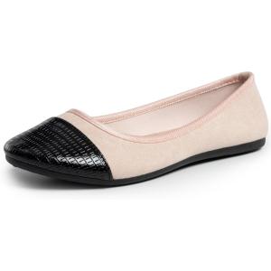 Alpine Swiss Kelly Women’s Ballet Flats | Runs Small Size UP | Comfortable Dress or Casual Shoes | Two Tone Cap Toe Slip On Flats | Anti-Slip Sole(Blush)