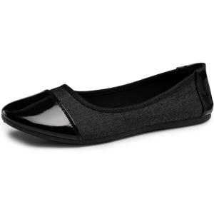 Alpine Swiss Kelly Women’s Ballet Flats | Runs Small Size UP | Comfortable Dress or Casual Shoes | Two Tone Cap Toe Slip On Flats | Anti-Slip Sole(Charcoal)