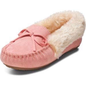 Alpine Swiss Leah Women’s Moccasin Slippers | Faux Fur Lined Slip-On House Shoes | Cozy Warm Comfortable Indoor Outdoor | Stylish Durable(Pink)