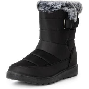 Alpine Swiss Lexie Women’s Snow Boots | Waterproof Faux Fur Lined | Warm Cozy Winter Booties | Anti-Slip Sole | Stylish Outdoor Shoes(Black)