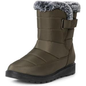 Alpine Swiss Lexie Women’s Snow Boots | Waterproof Faux Fur Lined | Warm Cozy Winter Booties | Anti-Slip Sole | Stylish Outdoor Shoes(Olive)