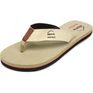 Alpine Swiss Mens Flip Flops | Lightweight Thong Sandals | Beach Sandals with EVA Sole for Comfort | Stylish Durable Flip Flops for Men Perfect for Casual Wear, Pool, and Outdoor Activities(Tan)