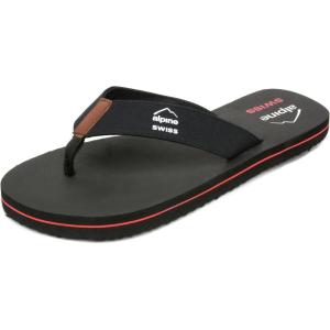 Alpine Swiss Mens Flip Flops | Lightweight Thong Sandals | Beach Sandals with EVA Sole for Comfort | Stylish Durable Flip Flops for Men Perfect for Casual Wear, Pool, and Outdoor Activities(Black)