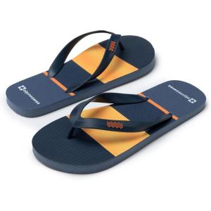 Alpine Swiss Men’s Flip Flops | Ultra-light Thin EVA foam Sandals for Beach Pool Everyday Wear | Simple Flexible Flip Flops for Men(Orange Stripes)