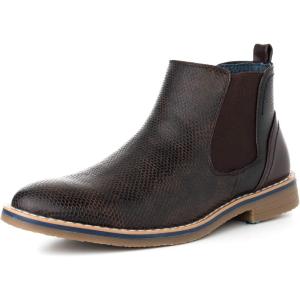 Alpine Swiss Mens Nash Chelsea Boots Snakeskin Ankle Boot Genuine Leather Lined(Brown)