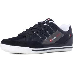 Alpine Swiss Men’s Retro Sneakers | Euro Vintage Inspired Low Top Shoes with Suede Trim | Stefan Fashion Sneakers | Streetwear Casual Tennis Shoes(Black)