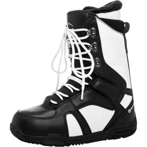 Alpine Swiss Men’s Snowboard Boots | Waterproof, Custom-Fit Liner, Medium Flex for All-Mountain Riding, Winter Snow Boots(Black White)