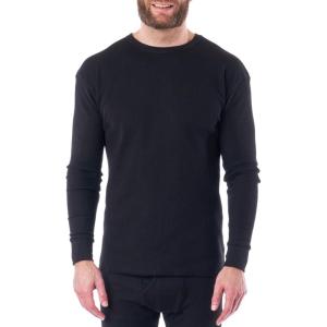 Alpine Swiss Mens Thermal Long Sleeve Top Underwear Crew Neck Shirt Waffle Knit Henley Base Layer(Black)