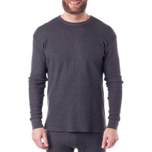 Alpine Swiss Mens Thermal Long Sleeve Top Underwear Crew Neck Shirt Waffle Knit Henley Base Layer(Gray)
