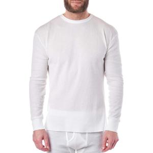 Alpine Swiss Mens Thermal Long Sleeve Top Underwear Crew Neck Shirt Waffle Knit Henley Base Layer(White)