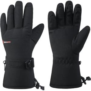Alpine Swiss Mens Waterproof Gauntlet Snow Ski Gloves Winter Sport Snowboarding Windproof Warm 3M Thinsulate(Black)