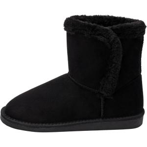 Alpine Swiss Mindy Women’s Winter Boots | Short Faux Shearling Boot | Warm Comfortable Micro Suede | Anti-Slip Sole | Stylish Fall & Winter Footwear(Black)