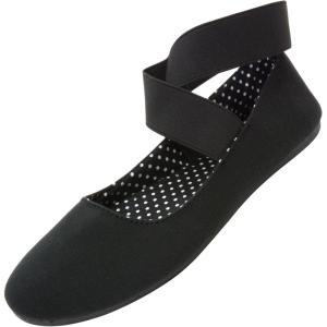 Alpine Swiss Peony Ballet Flats Shoes for Women | Elastic Ankle Strap Flats | Round Closed-Toe | Slip On Loafers | Padded for Comfort | Runs Small(Black)