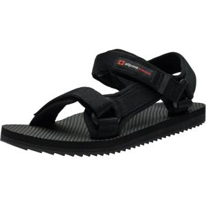 Alpine Swiss Reid Men’s Sport Sandals | Athletic Open Toe Outdoor Walking Shoes | Adjustable Straps | Cushioned EVA Footbed with Arch Support | Durable & Stylish Summer Comfort Sandals(Black)