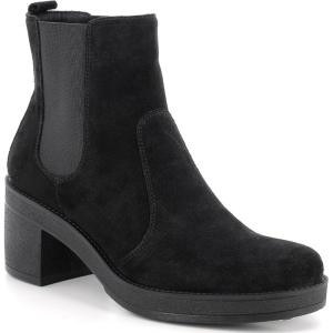 Alpine Swiss Sofia Womens Suede Chelsea Boots Made in Italy Block Heel Ankle Booties(Black)