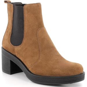 Alpine Swiss Sofia Womens Suede Chelsea Boots Made in Italy Block Heel Ankle Booties(Cognac)