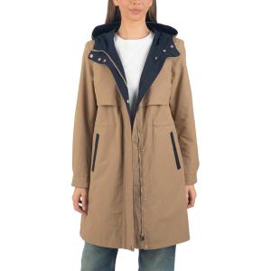 Alpine Swiss Tanya Womens Hooded Rain Jacket Long Raincoat Trench Coat Windbreaker(Tan)