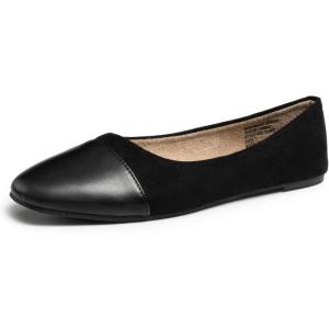 Alpine Swiss Tory Womens Square Toe Ballet Flats Cap Toe Slip On Comfort Shoes(Black)