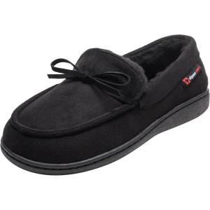 Alpine Swiss Vayla Womens Moccasin Slippers Warm Shearling Comfortable House Shoes(Black)