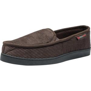 Alpine Swiss Wide Mens Slippers | Steve Moccasin Slipper | Memory Foam House Shoes | Corduroy Slip-On with Terry Lining | Indoor Outdoor Non-Slip Rubber Sole | Swollen Foot Relief(Brown)
