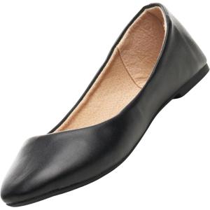 Alpine Swiss Womens Pierina Round Toe Ballet Flats(Black)