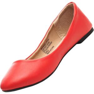 Alpine Swiss Womens Pierina Round Toe Ballet Flats(Red)