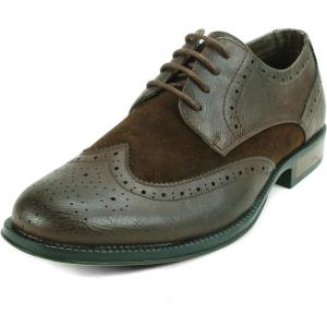 Alpine Swiss Zurich Mens Wing Tip Oxfords Two Tone Brogue Medallion Dress Shoes(2-tone Brown)