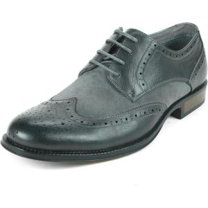 Alpine Swiss Zurich Mens Wing Tip Oxfords Two Tone Brogue Medallion Dress Shoes(2-tone Gray)