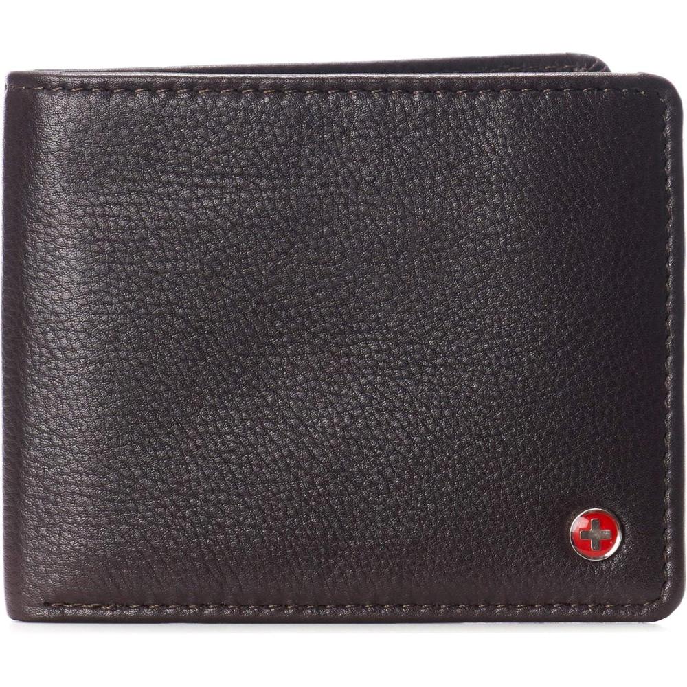 image:imageAlpine Swiss Connor Executive Bifold Wallet  Business Passcase for Men  Premium Leather  Dual ID Windows  RFID Blocking  Gift Box Included Soft Nappa BlackBrown