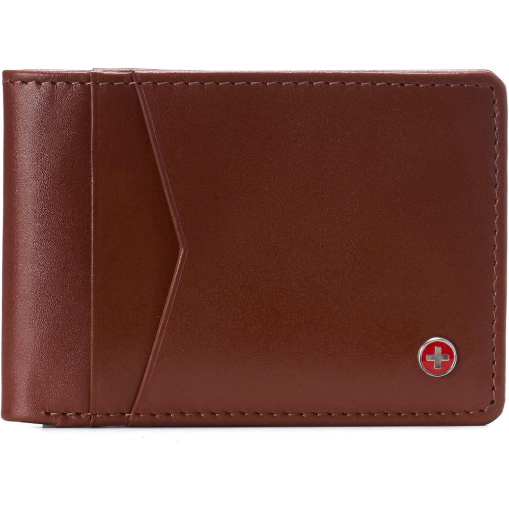 image:imageAlpine Swiss Delaney Slim Bifold Wallet  Front Pocket Wallet  8 Card Slots ID Window  Outside Card Slot RFID Protected Premium Leather  Gift BoxSmooth Finish Tan
