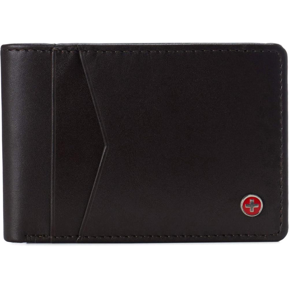 image:imageAlpine Swiss Delaney Slim Bifold Wallet  Front Pocket Wallet  8 Card Slots ID Window  Outside Card Slot RFID Protected Premium Leather  Gift BoxSmooth Finish Brown